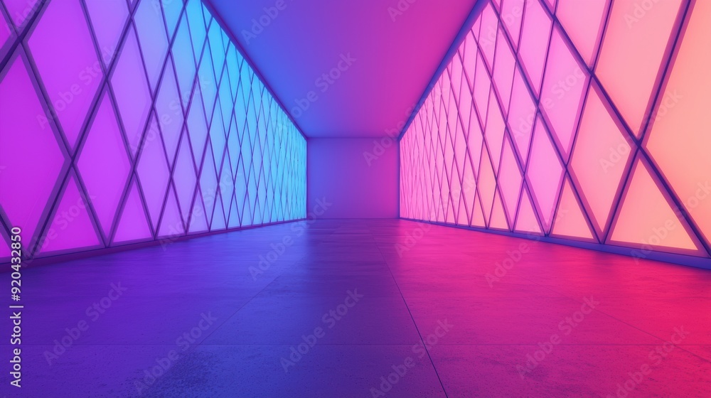 Poster futuristic diamond-themed park design with holographic interface in modern public space - high detai