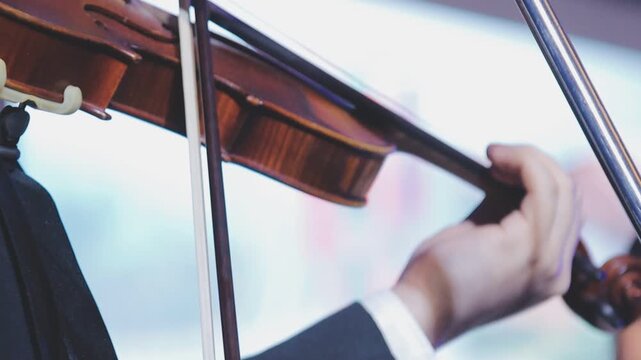 detail of a violin during an orchestra concert