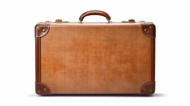 Old suitcase for traveling on a white background. Neural network ai generated art