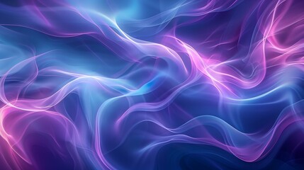 Blue and purple background with light green, soft lines and shapes with blurred edges
