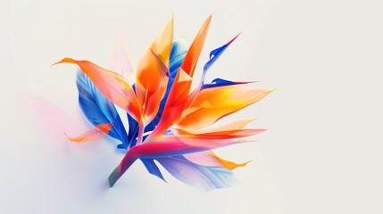 Bird of Paradise Flower on White Background