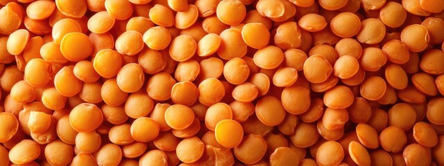 Fototapeta premium Texture of uncooked red lentils.