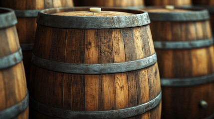 Wooden barrels for fermenting wine, wine fermentation plants