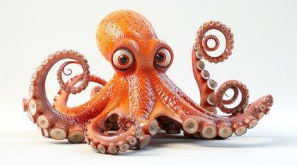 Obraz premium Cute Orange Octopus with Big Eyes