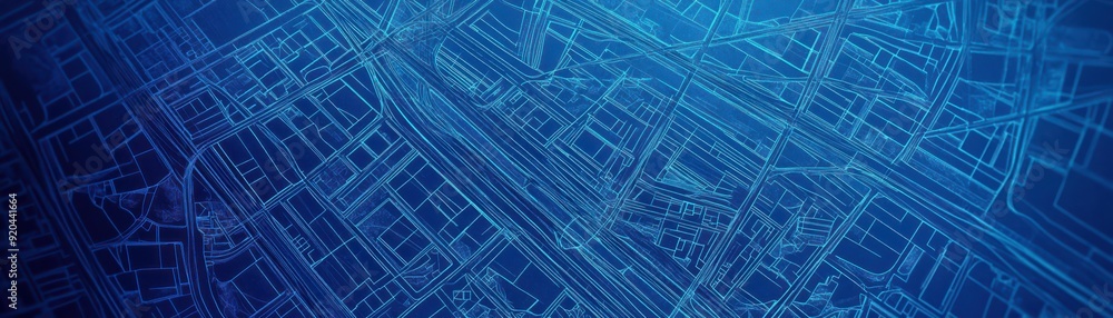 Poster abstract blueprint design featuring intricate network lines on a blue background, perfect for tech a