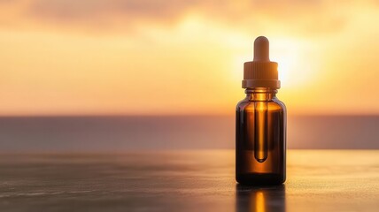 Essential oil bottle with droplet cap, packaging, space for text on the bottle