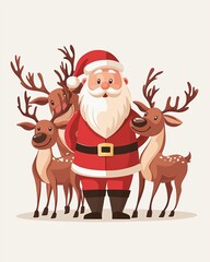 Santa Claus and reindeer sticker set, 3D realistic High quality image files, and festive, perfect for Christmas decorations,