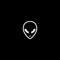 Extraterrestrial alien face or head icon isolated on dark background