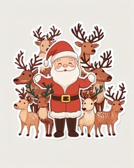 Santa Claus and reindeer sticker set, 3D realistic High quality image files, and festive, perfect for Christmas decorations,