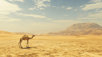 lonely camel in the desert