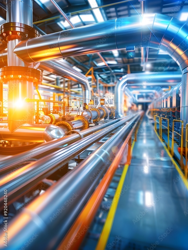 Poster industrial pipeline system in a factory.