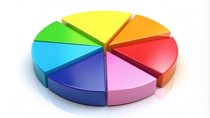 A colorful pie chart illustration with 6 uneven segments, each representing a different percentage, making up a complete circular graph on a white background.