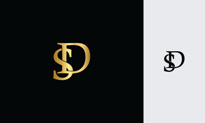 Initial letter SD,DS luxury golden color with overlap vintage font, logo template design monogram