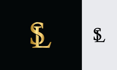 Initial letter SL,LS luxury golden color with overlap vintage font, logo template design monogram