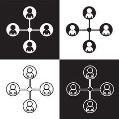 Stakeholder editable stroke and solid web icon set. Vector illustration. Isolated on white and black background. EPS10