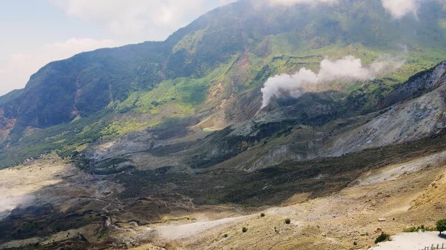 Aerial view of the beauty of Mount Papandayan, Garut.