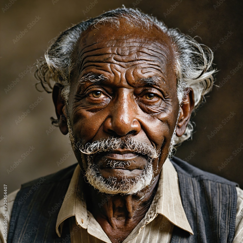 Wall mural generative ai, a deeply expressive and dignified portrait of an elderly man, capturing the wisdom an