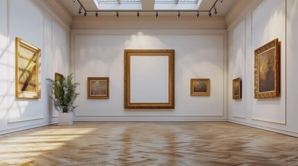 Examine the use of frames in virtual art galleries. How do digital frames in online galleries replicate or differ from physical frames