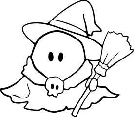 holding, minimalist, holiday season, cartoon, sticker, printable, beige, print, black thin lines, winter, cute, ghost, beverage, vector, christmas, drink, spooky, coffee, illustration, mug