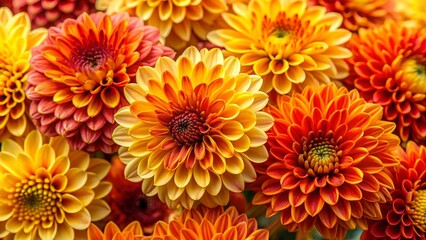 Beautiful wallpaper with yellow, orange, and red chrysanthemum flower digital background for banners , floral, print