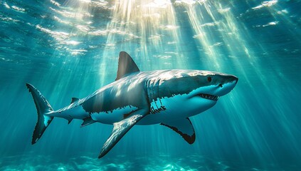 Fototapeta premium Great White Shark Underwater