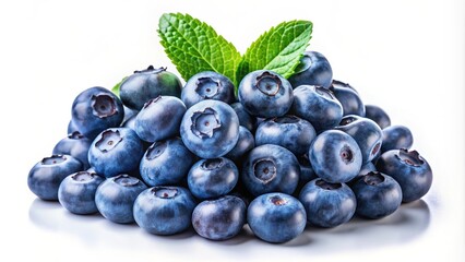 Realistic blueberries arranged on a clean white background, blueberries, fresh, fruit, healthy, organic, ripe, vibrant