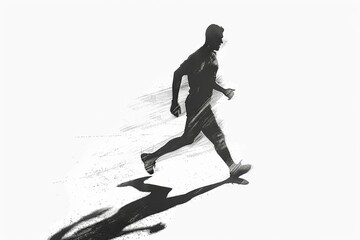 Obraz premium Evasive figure in minimalist grayscale landscape