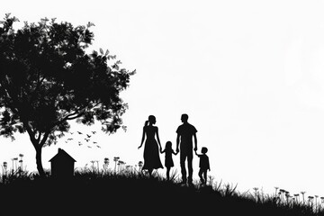Generations intertwined: silhouette of a family  