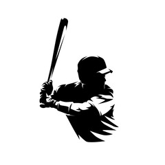 Baseball player, batter, abstract isolated vector silhouette. Team sport athlete