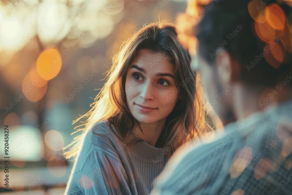 Aufkleber Supportive customer service agent offering assistance with a technical problem with bokeh effect, AI generated
