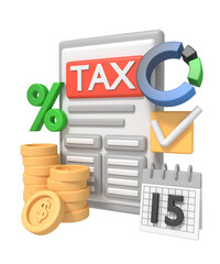 Preparing document for tax calculation taxation concept