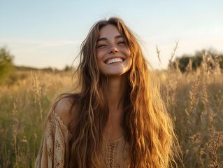 portrait of a woman in field