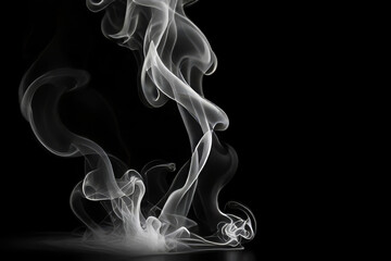Elegant Swirls of White Smoke Against a Dark Background