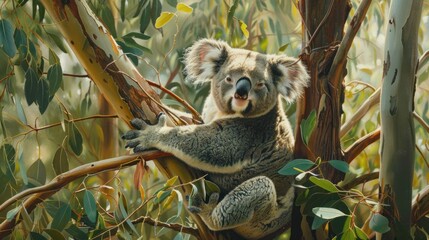 Fototapeta premium Koala in a Eucalyptus Tree