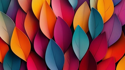 colorful abstract pattern, vibrant texture design, layered shapes background, overlapping petals artwork, abstract leaves pattern, colorful organic texture, modern psychedelic design, contemporary flu