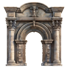 Naklejka premium Elements of architecture of buildings, ancient doorways and arches, doors and apertures. On the streets in Georgia, public places Isolated on transparent background. 3d illustration.
