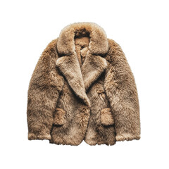 PNG Brown faux fur coat on white background