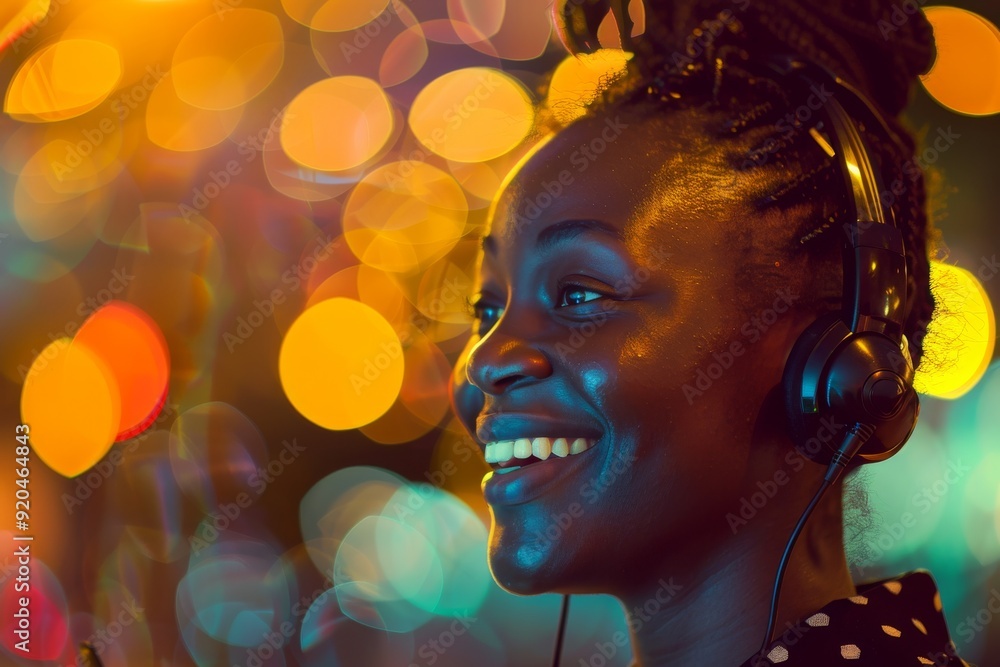 Aufkleber responsive customer service representative following up on a service request with bokeh effect, ai g