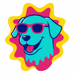 Dog logo design vector art illustration. Dog with sunglasses icon illustration.
