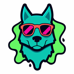 Dog logo design vector art illustration. Dog with sunglasses icon illustration.

