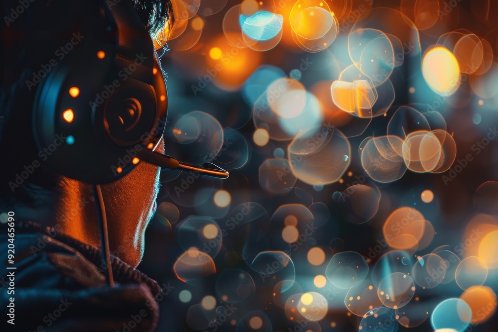Aufkleber responsive customer service representative following up on a service request with bokeh effect, ai g