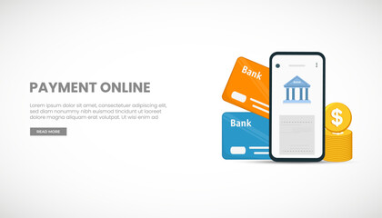 Vector illustration about Concept of online financial payment or Smartphone with bill receipt