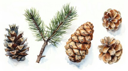 A collection of pine cones and branches showcasing natural beauty. Perfect for seasonal designs and nature-themed projects.