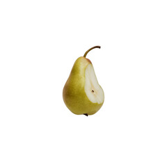 the pear is not intact and there is a human mouth bite