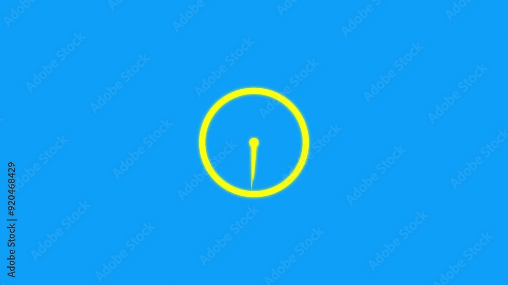 Poster analog clock icon animation. analog wall clock spinning animation.