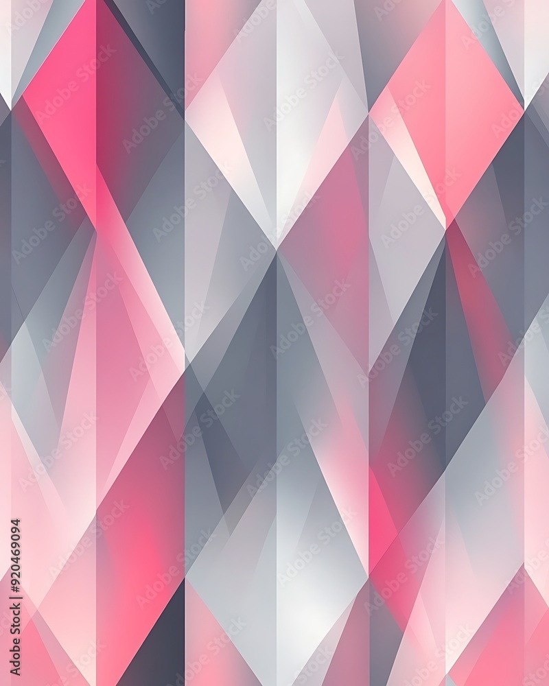 Poster seamless abstract with overlapping diamond shapes in pink and grey
