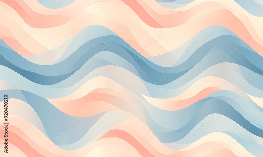 Poster Seamless Abstract with Geometric Patterns in Peach Fuzz and Chambray Blue