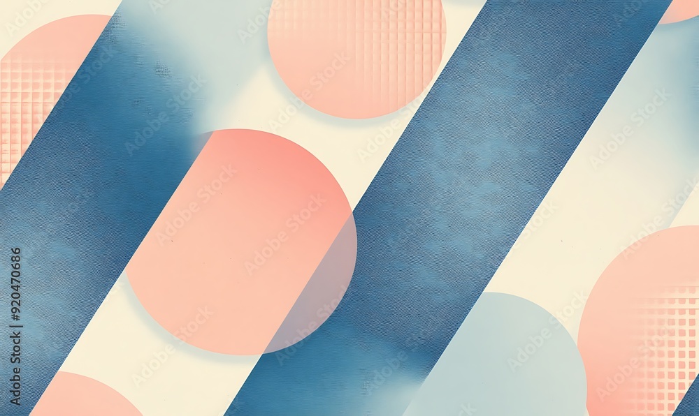Poster seamless abstract with geometric patterns in peach fuzz and chambray blue