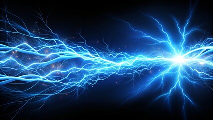 Fototapeta premium Close-up of bright blue electricity sparking wires on a clean white background, conveying energy, power, and innovation with a sense of modern technology and futurism.