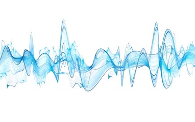 A blue line drawing of an audio wave, with no background and white space around the edges. The lines form a circular pattern that conveys sound waves